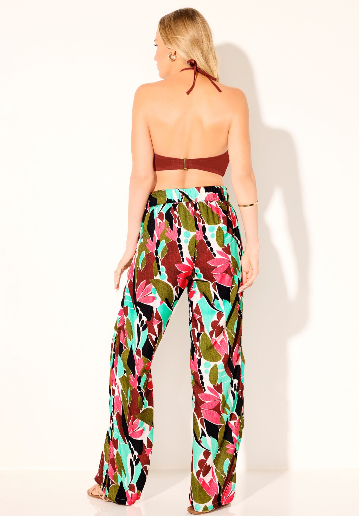 Elastic Waist Lounge Cover Up Pant, ABSTRACT ISLAND, on-hover image number 1