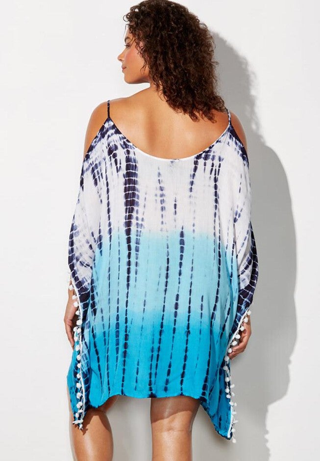Isabelle Tie Dye Cold Shoulder Tunic Cover Up, , on-hover image number null