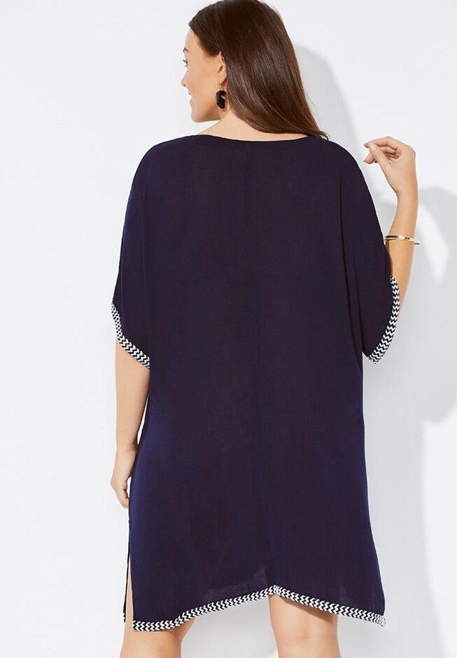 Regina Embroidered V-Neck Cover Up Tunic, , on-hover image number null