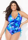 Halter Adjustable One Piece Swimsuit, ELECTRIC OCEAN, hi-res image number null