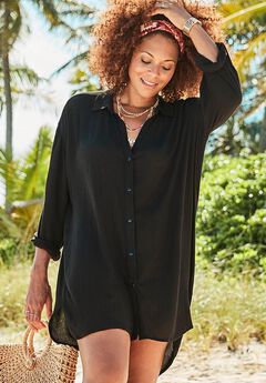 Shea High-Low Button Front Cover Up Shirt