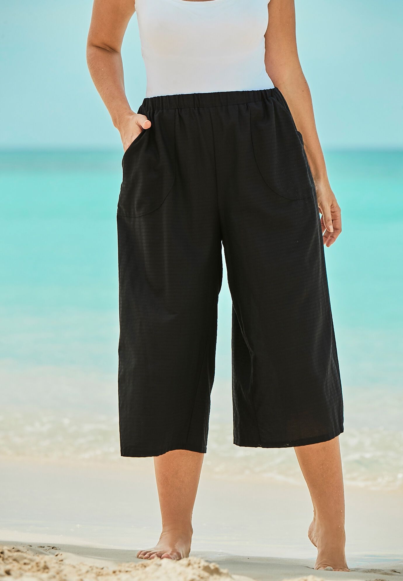 Wide-Leg Culotte Pant, BLACK, hi-res image number 0