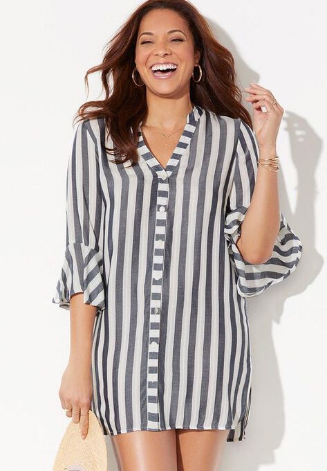 Sandra Button Up Cover Up Shirt, , alternate image number null