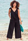 Maddie Tie Shoulder Jumpsuit Cover up, BLACK, hi-res image number null