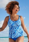 Flared Tankini Top, BLUE WATERCOLOR STRIPE, hi-res image number null
