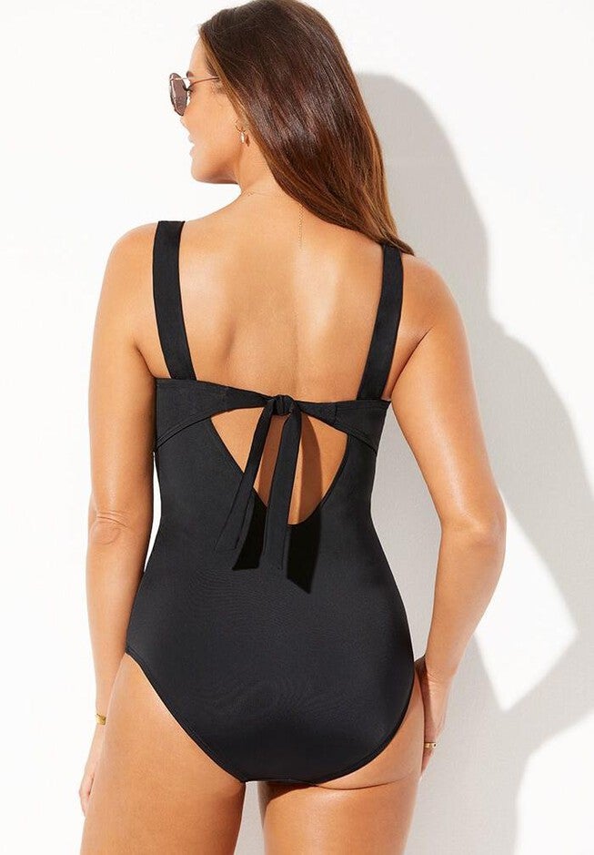Square Neck Engineered One Piece Swimsuit, , on-hover image number 1