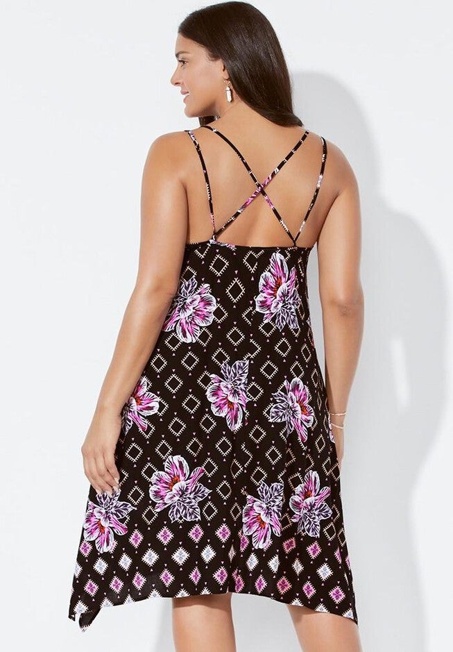 Camila Bella X-Back Handkerchief Cover Up Dress, , on-hover image number null