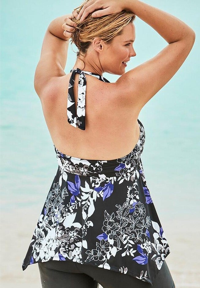 Flared Tankini Top with Bust Support, , on-hover image number 1