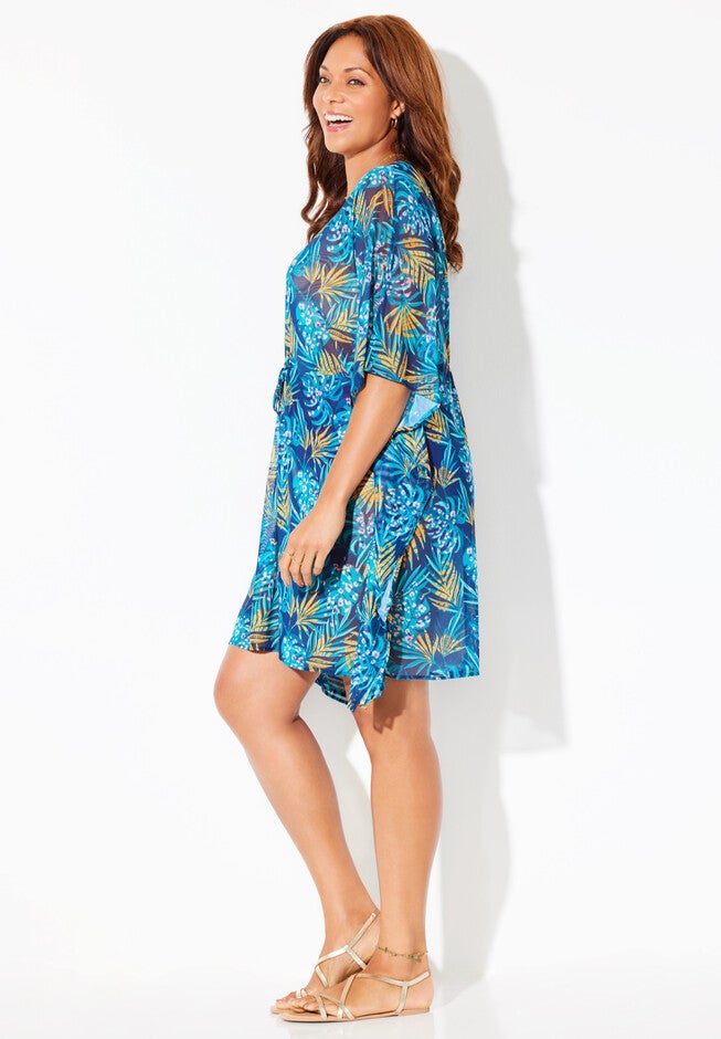 Mesh Plunging V-Neck Cover Up Dress, , alternate image number null
