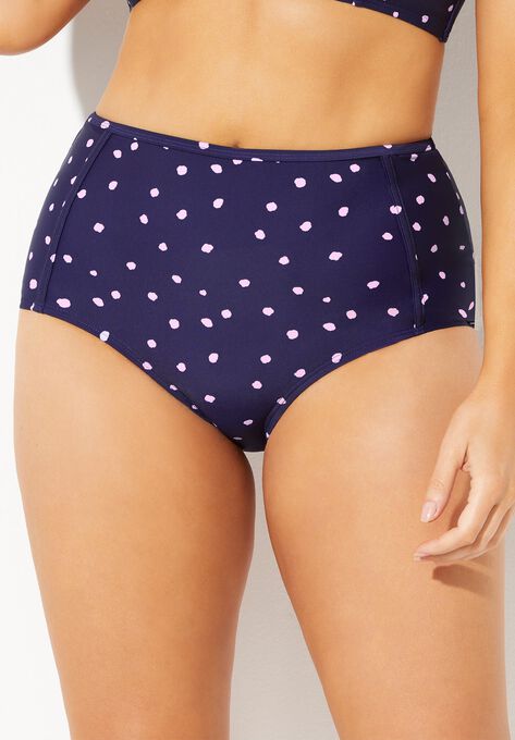 High Waist Piped Swim Brief, PURPLE DOT, hi-res image number null