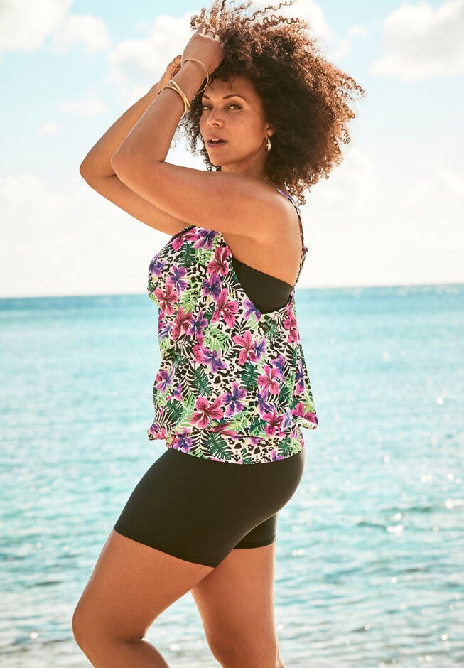 Two-In-One Blouson Tankini Top, , alternate image number 2