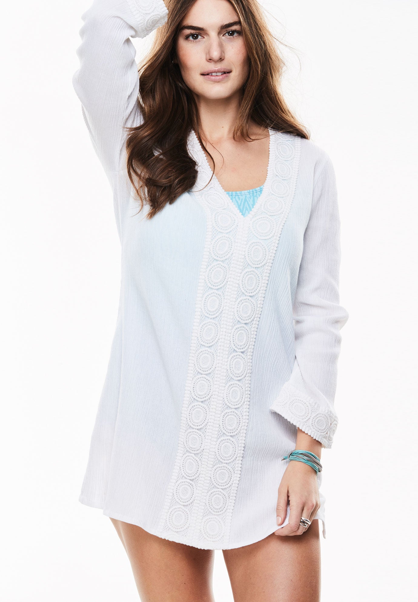 White gauze swimsuit cover up clearance