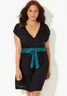 Morgan Side Slit Tunic Cover Up, BLACK TURQ LEOPARD PRINT, hi-res image number null