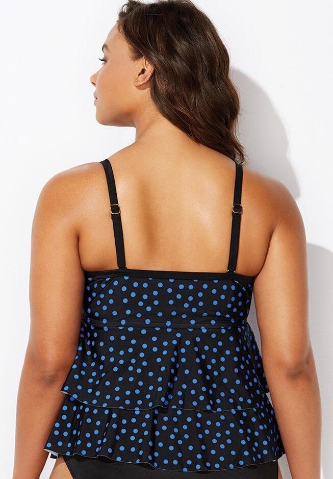 Tiered Tankini Top, ROYAL POLKA DOT, on-hover image number 1