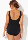 Chlorine Resistant Zip Front One Piece Swimsuit, , on-hover image number null