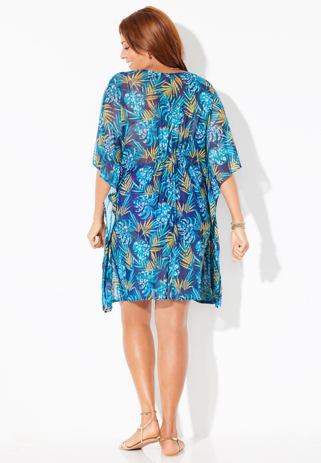 Mesh Plunging V-Neck Cover Up Dress, , on-hover image number null