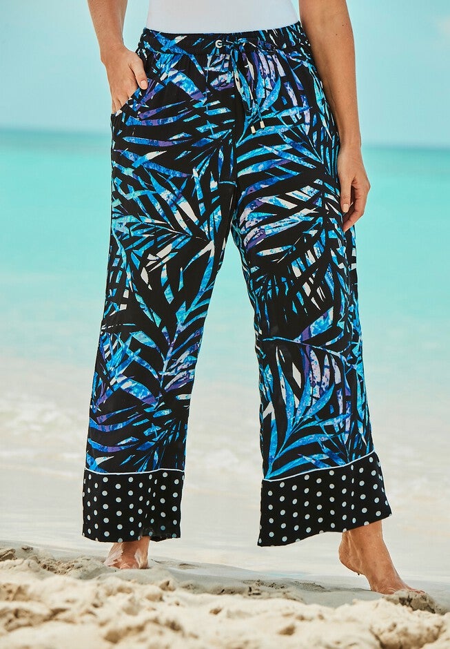 Wide-Leg Pant, BLUE TIE DYE PALM, hi-res image number 0