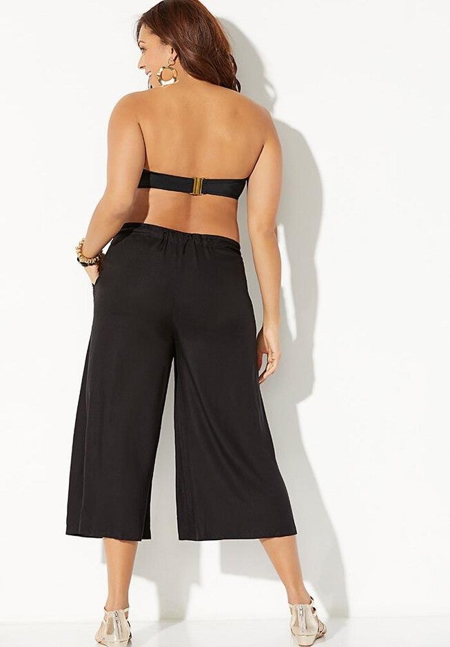 Cropped Beach Pant with Elastic Waist, , on-hover image number null