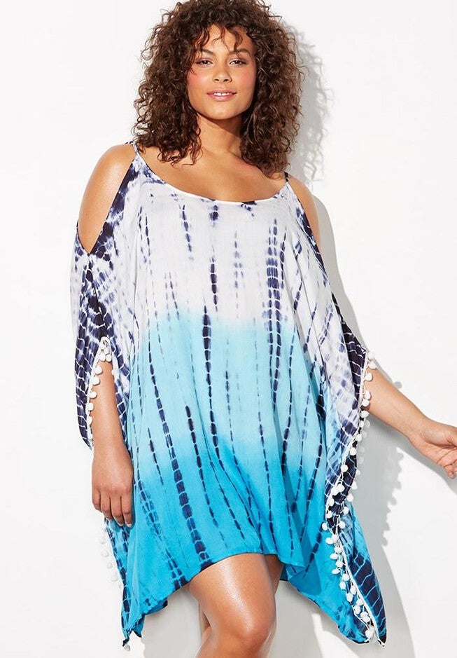 Isabelle Tie Dye Cold Shoulder Tunic Cover Up, , alternate image number null