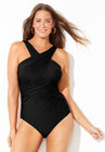 High Neck Wrap One Piece Swimsuit, BLACK, hi-res image number null