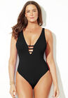 Strappy Plunge One Piece Swimsuit, , alternate image number null