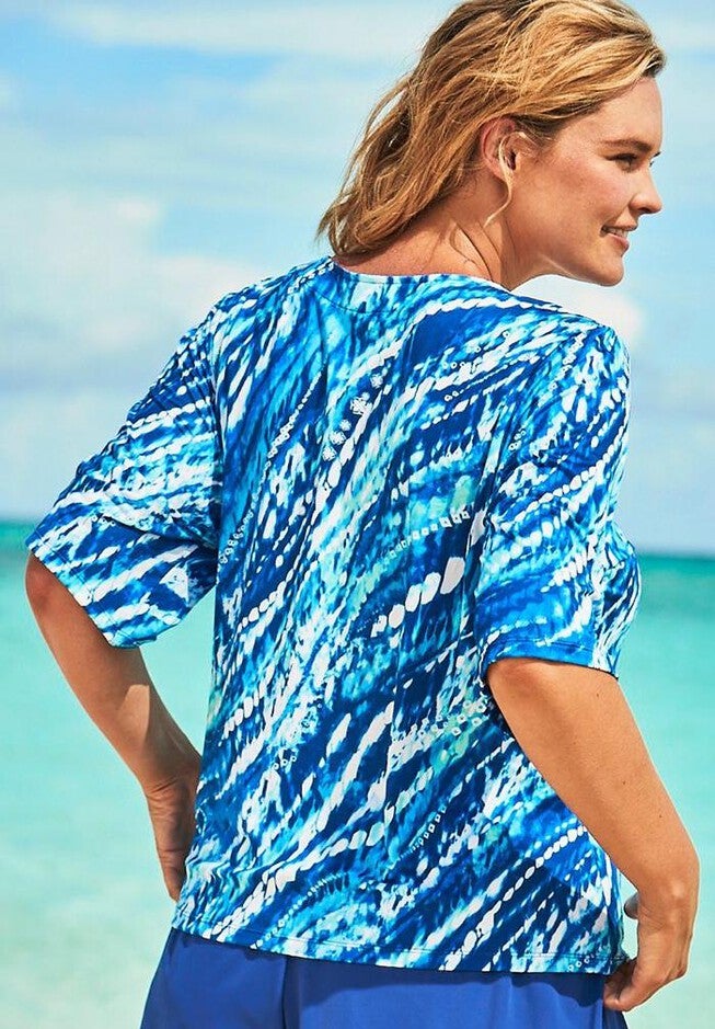 Three-Quarter Sleeve Swim Tee, , on-hover image number null