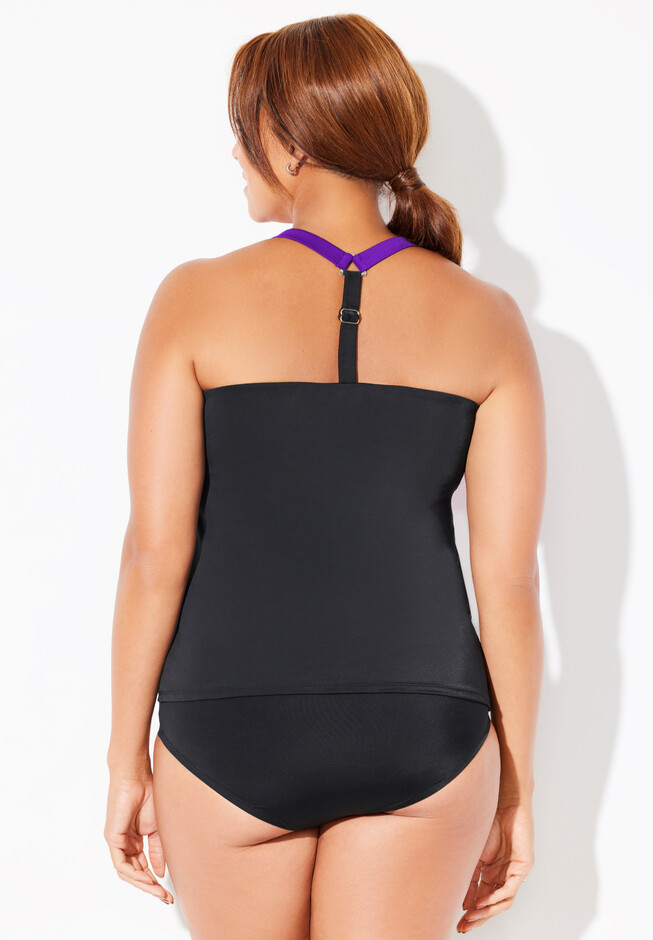 High Neck Colorblock Tankini Set, , on-hover image number null