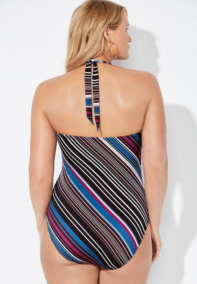 Dusk Shirred Halter One Piece Swimsuit, , on-hover image number null