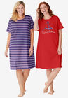 2-Pack Short-Sleeve Sleepshirt, VIVID RED ANCHOR, hi-res image number null