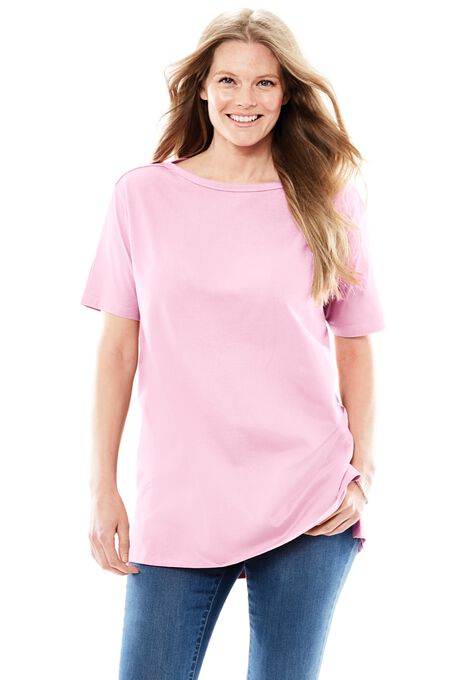 Perfect Short-Sleeve Boatneck Tunic, , alternate image number null