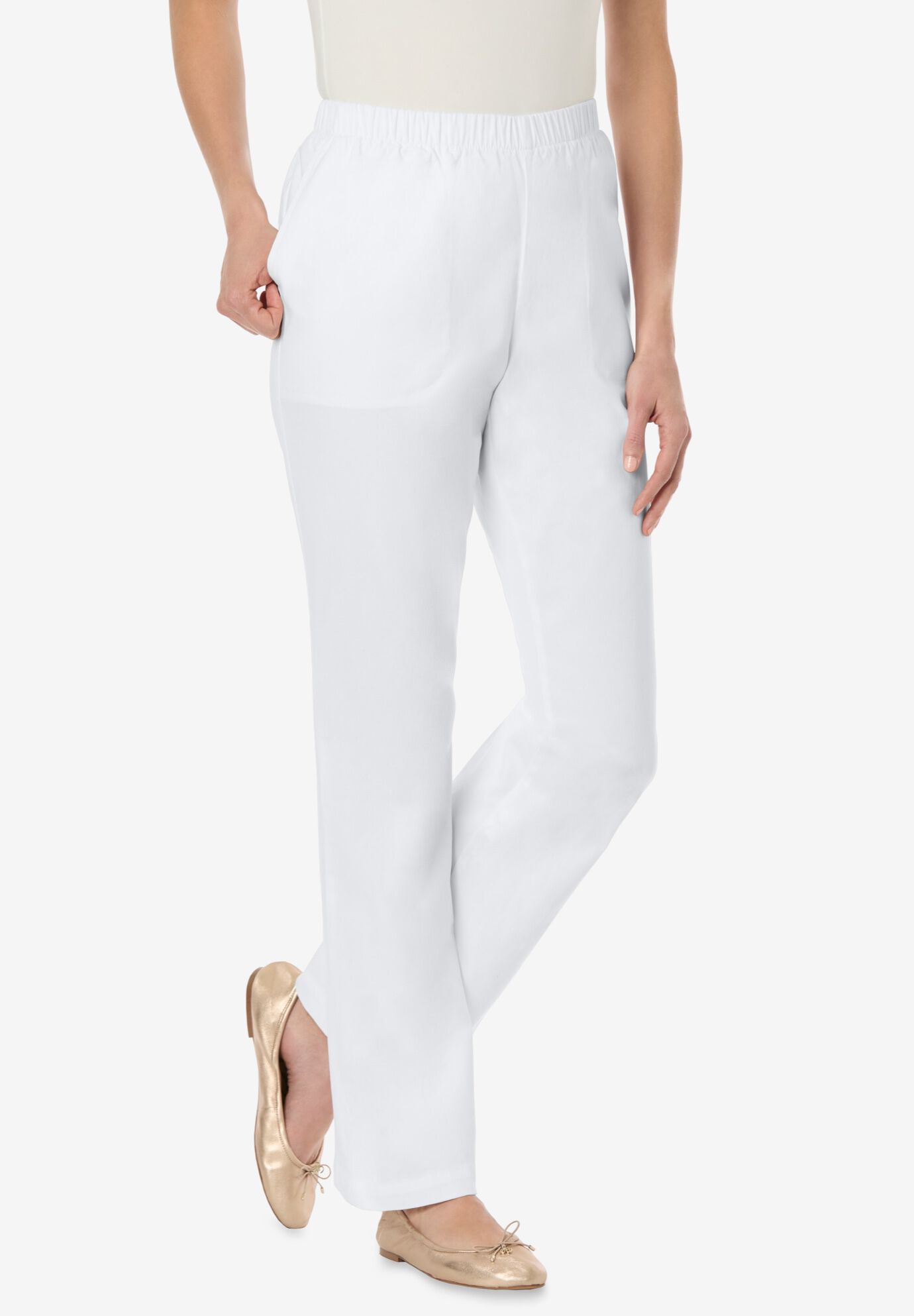 Fineline Stretch Denim Pull-On Bootcut Jeans, WHITE, hi-res image number 0