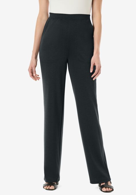 Wide Leg Ponte Knit Pant, HEATHER CHARCOAL, hi-res image number null