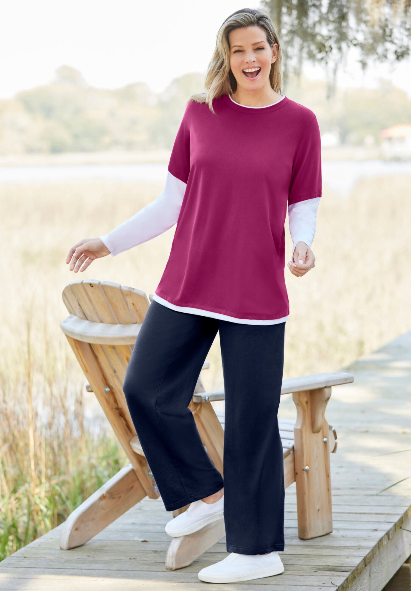 Layered-Look Crewneck Tee, , alternate image number 3