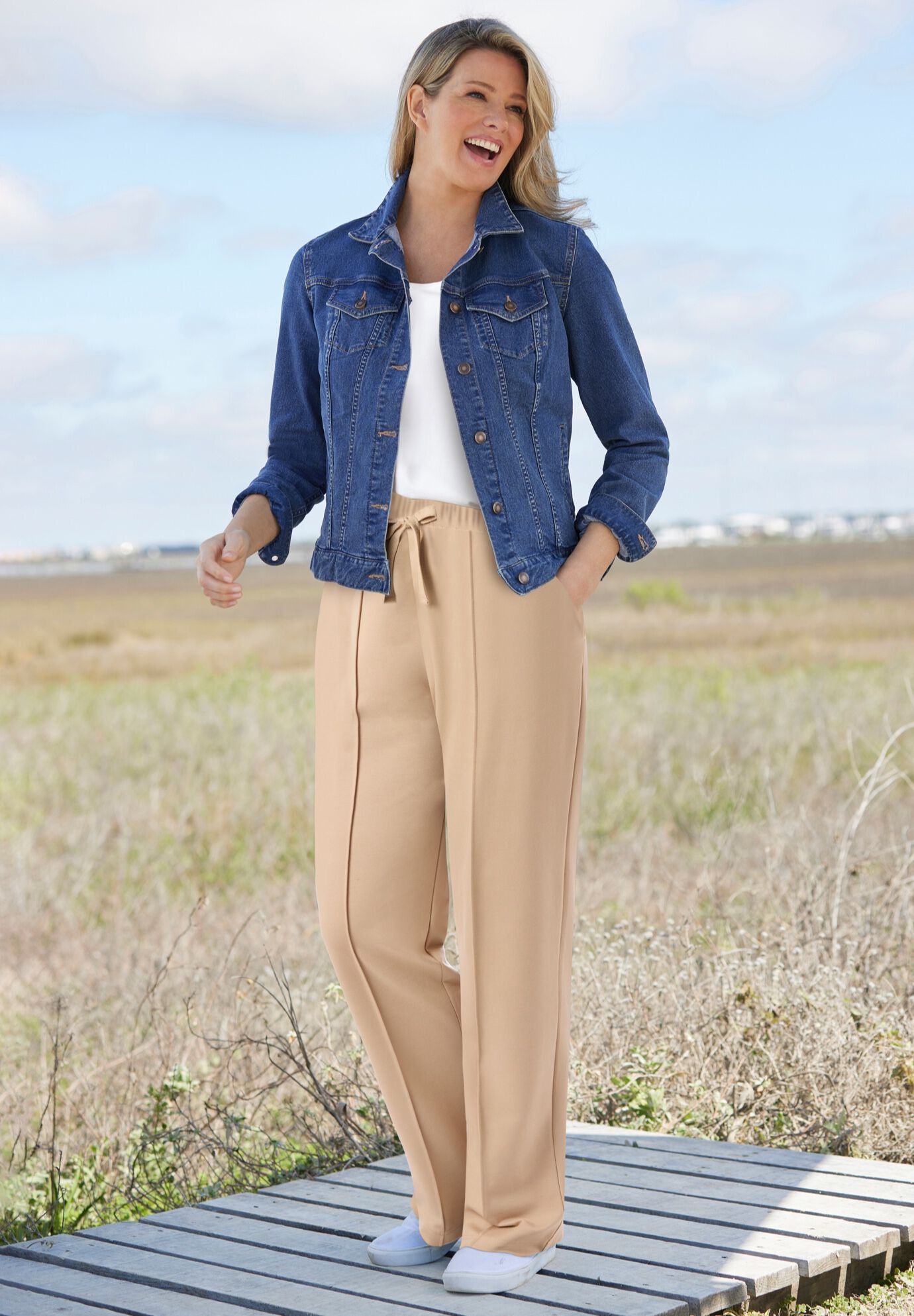 Easy Going Knit Pull-On Drawstring Pants, , alternate image number 3