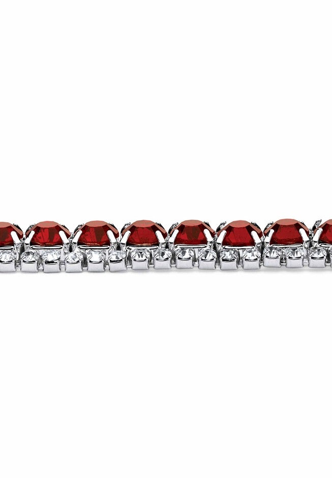 Silver Tone Tennis Bracelet Simulated Birthstones and Crystal, 7 inches, , on-hover image number 1