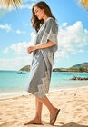 Contrast-Trim Chambray Cover Up, , alternate image number null