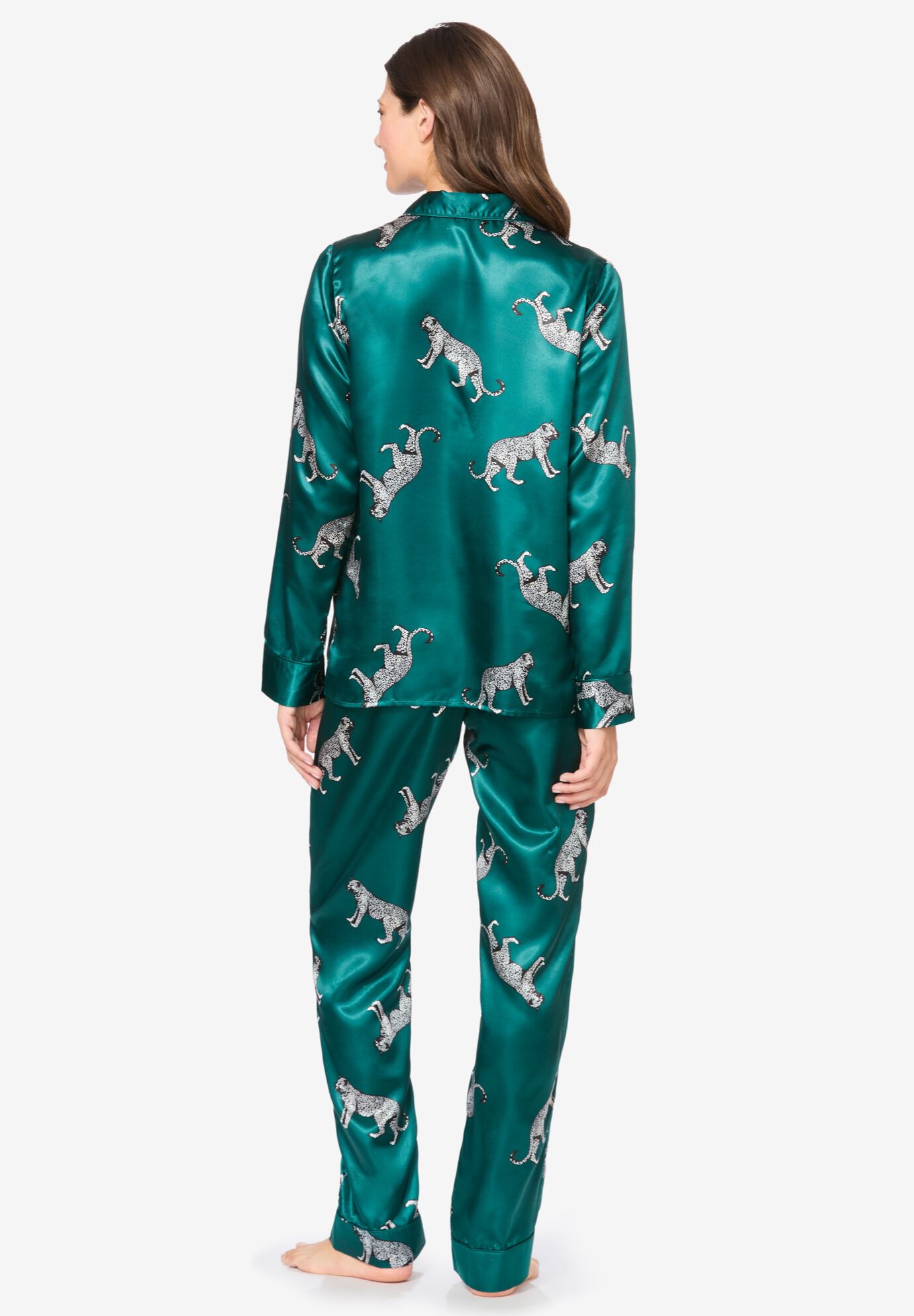 The Luxe Satin Pajama Set, LEOPARD, on-hover image number 1
