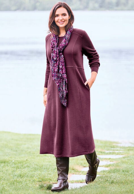 Thermal Knit A-Line Dress, , alternate image number null
