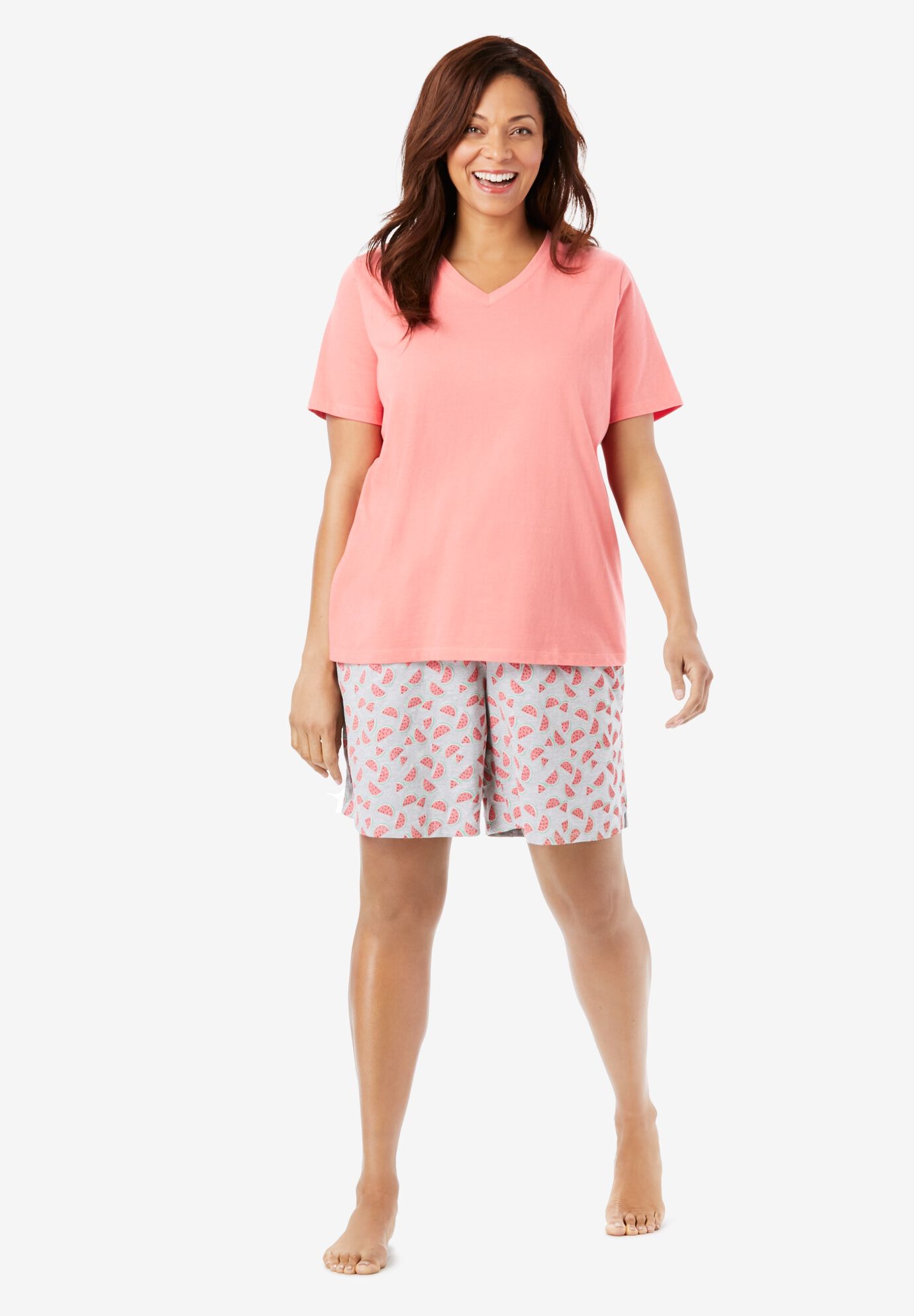 Womens Plus Size V-Neck Sleep Tee Dreams /& Co