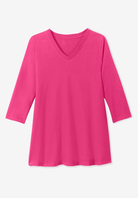 Perfect Three-Quarter Sleeve V-Neck Tunic, , alternate image number null