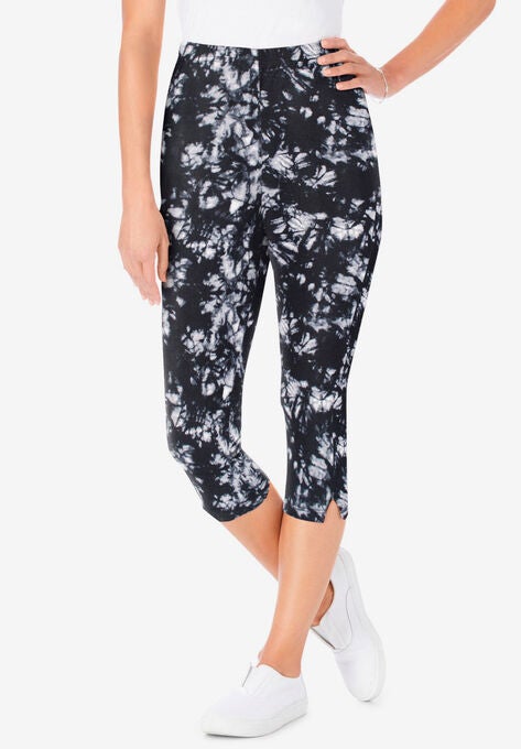 Stretch Cotton Printed Capri Legging, , hi-res image number null
