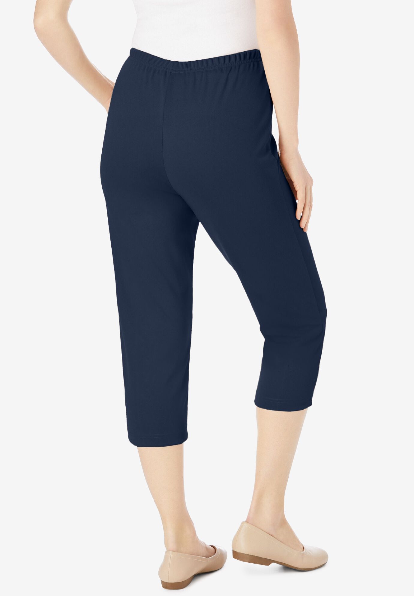 The Hassle-Free Soft Knit Capri, NAVY, on-hover image number 1
