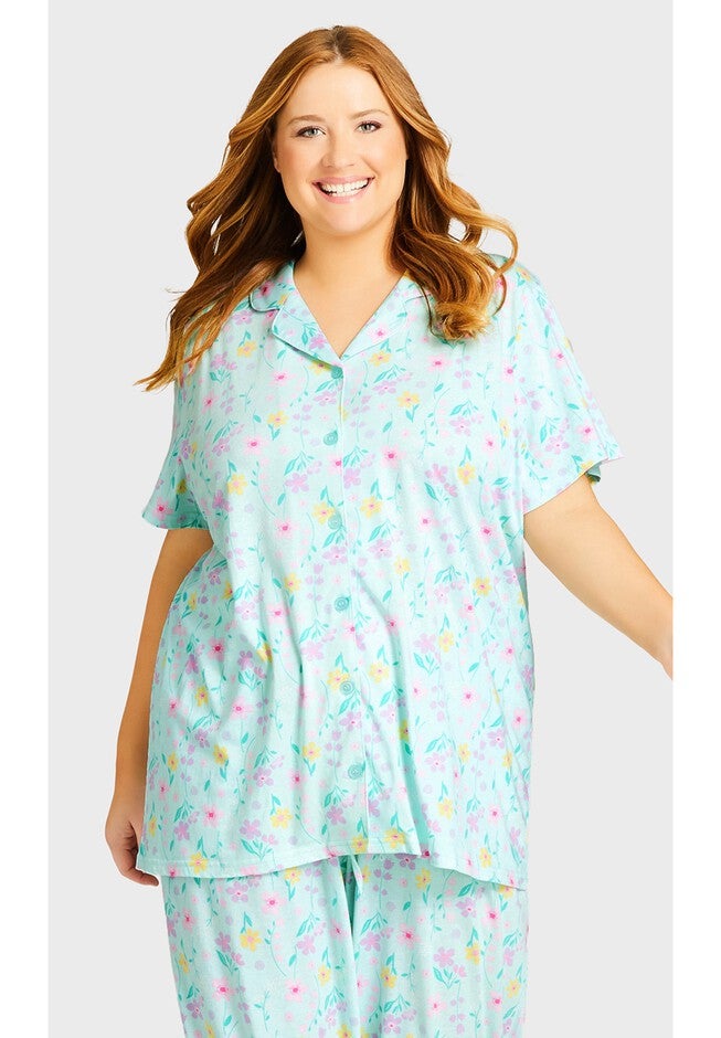Button Up Sleep Top, FLORAL, alternate image number null