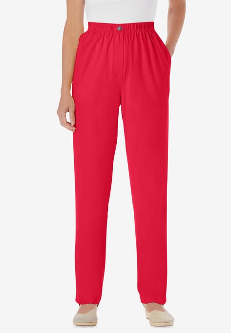 Elastic-Waist Cotton Straight Leg Pant | Fullbeauty Outlet