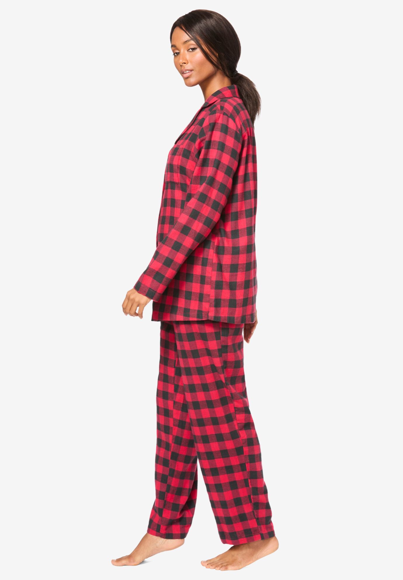 Classic Flannel Pajama Set, SOFT IRIS PLAID, alternate image number 2