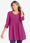V-Neck Pintucked Tunic, , alternate image number null