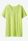 Embroidered V-Neck Tee, , alternate image number null