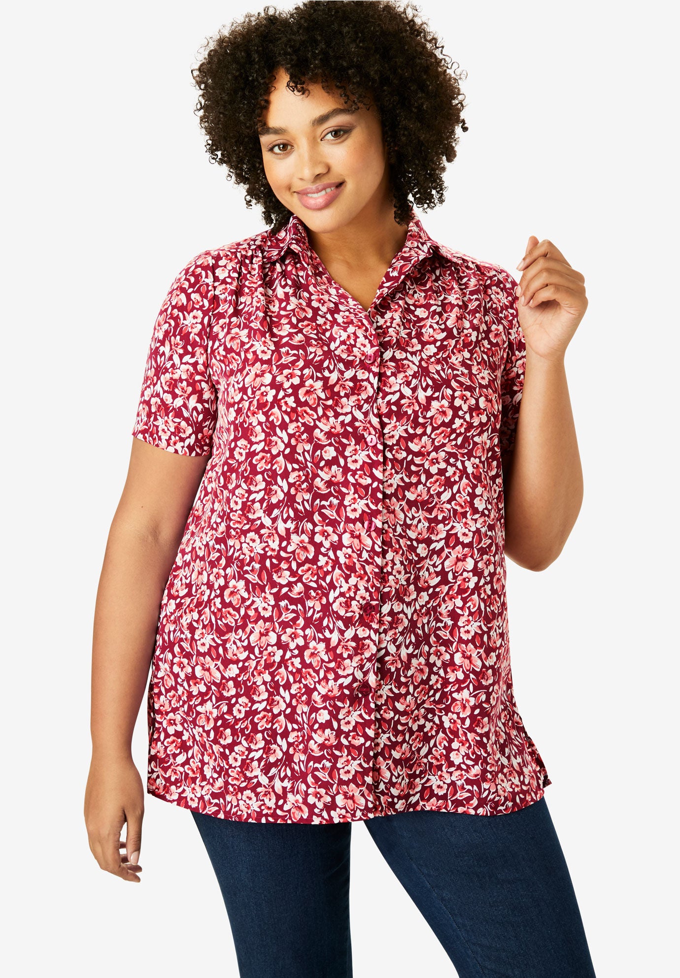 Women S Clothing Ladies Chaps Plus Size Cotton Grey Floral Long