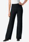 Wide Leg Ponte Knit Pant, BLACK, hi-res image number null
