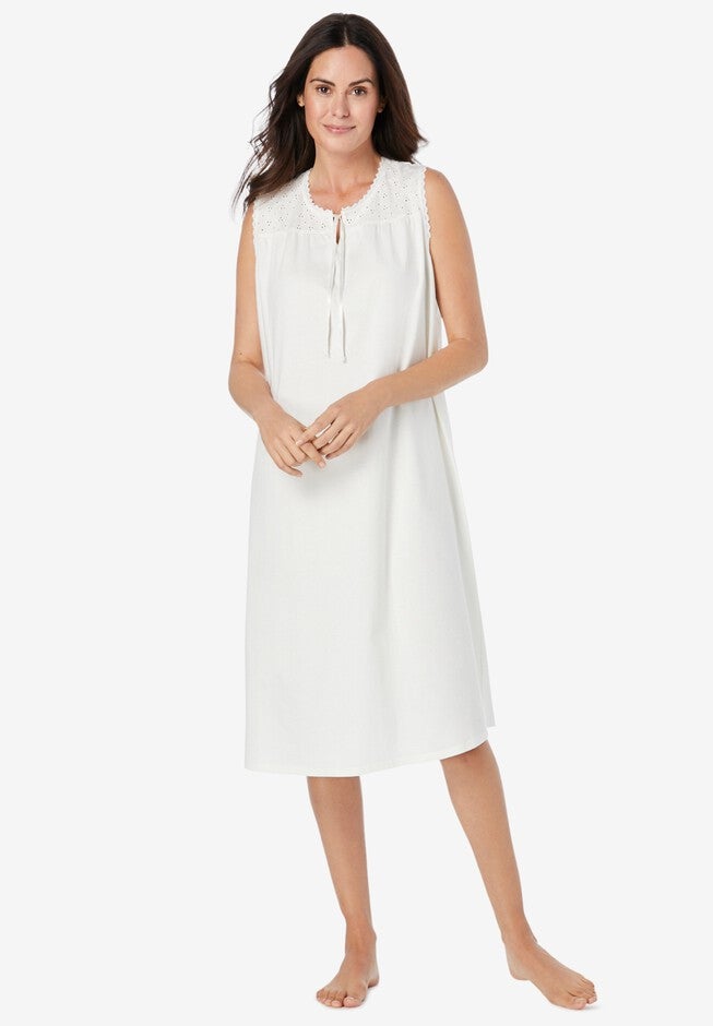 Sleeveless Eyelet Gown, WHITE, hi-res image number 0